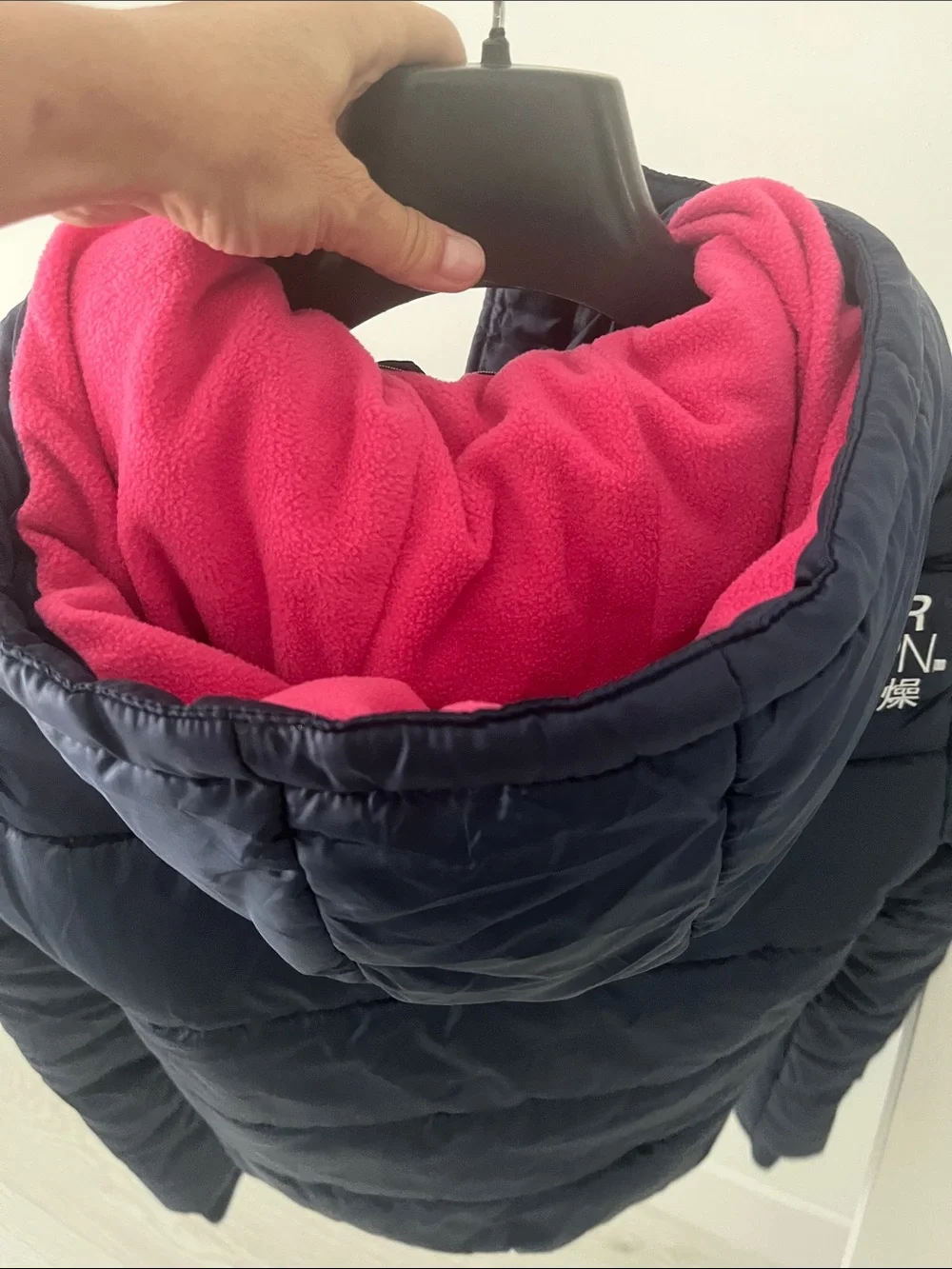 Superdry Navy Jacket with Pink Trim and Hood